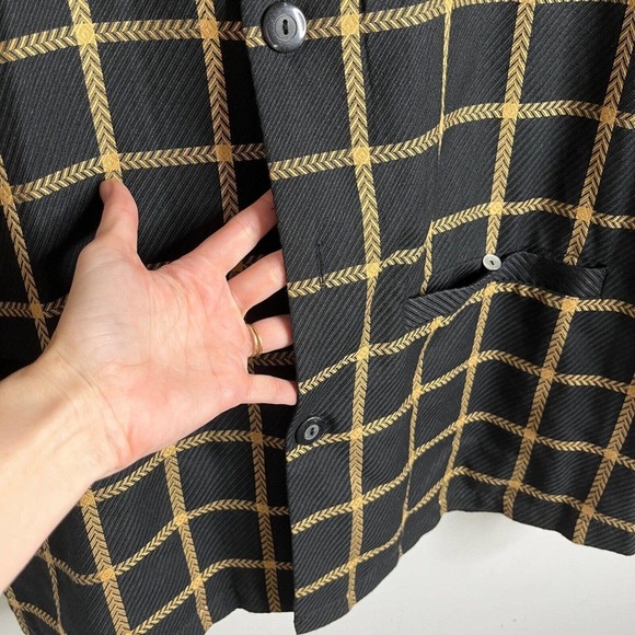 Plaid Button Down Shirt - Black and Gold - Picture 7 of 11